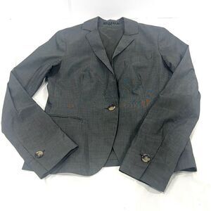 Theory cropped one button gray polyester and spandex blazer size 6